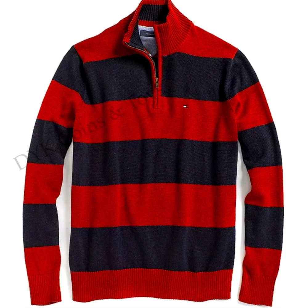 Men's TOMMY HILFIGER Half Zip Striped Mock Seester